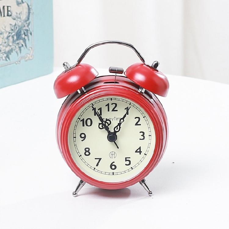 Retro Loud Alarm Clock Double Bell Night Light Children Room Bedroom Decoration