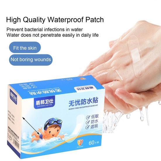 60 Sheets/Box Waterproof Bandage Self-Adhesive Breathable Swimming Bath Shower Waterproof Patch Transparent Film Dressing Wound Cover