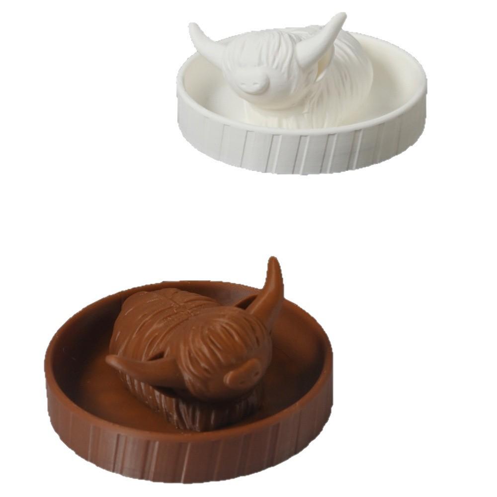 Highland Cow Resin Jewelry Dish - Decorative Key Holder & Home Ornament