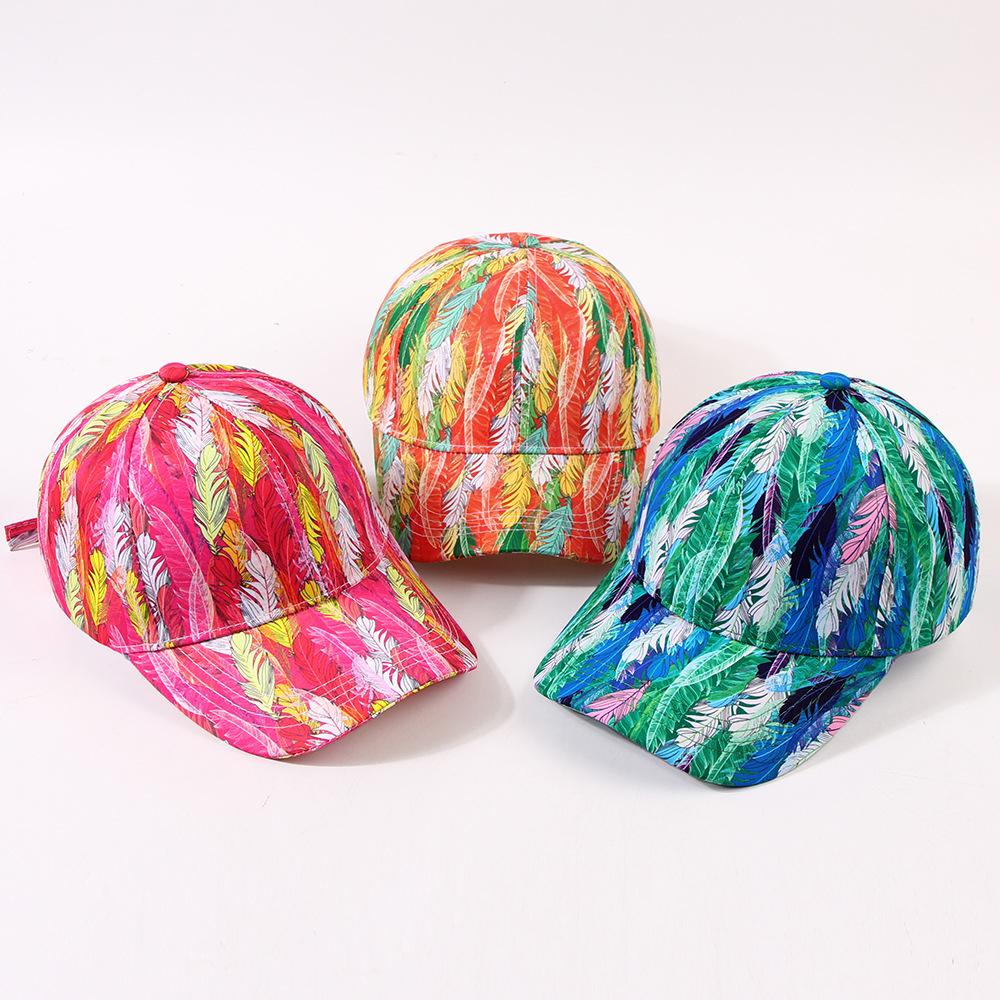 Baseball Cap Women Outdoor Sunscreen Snapback New Casual Dance Spring Summer Feather Graffiti Sun Hat Caps For Men Women Unisex