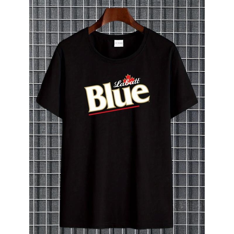 

European sizes Labatt Blue Beer T-Shirt for Men - Bright Red with Iconic Labatt Blue Label Design, Crew Neck Short Sleeve Casual & Wear 4XL чорний