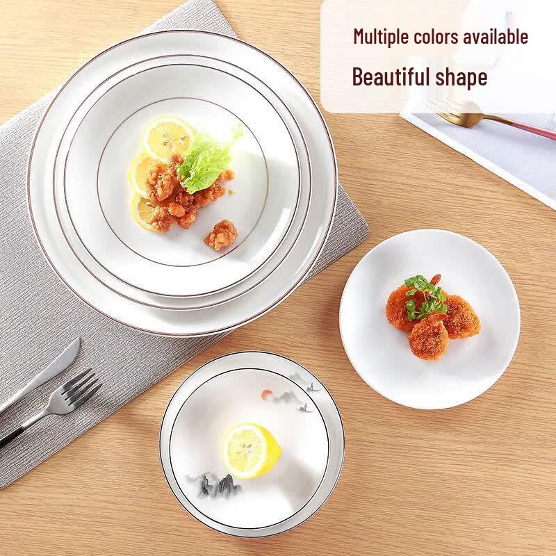 HUAIYI Ceramic Shallow Flat Dinner Plates