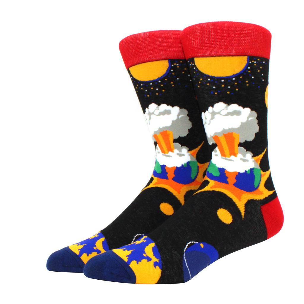 Unisex Malerei Stil Astronaut Mann Socken Baumwolle Harajuku Bunt Vollsocken Damen Weltraum Streetwear 1 Paar Größe 38-46