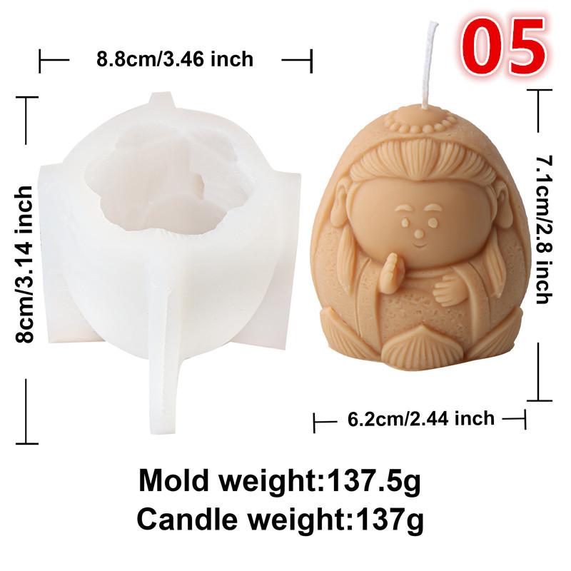 3D Cartoon Buddha Candle Molds DIY Plaster Clay Candle Making Mould Maitreya Buddha Statu Crafts Decor