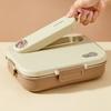 4/5 Grids Portable Bento Box With Bowl & Cutlery 304 Stainless Steel Divided Lunch Box Microwave Heatable Lunch Container Set
