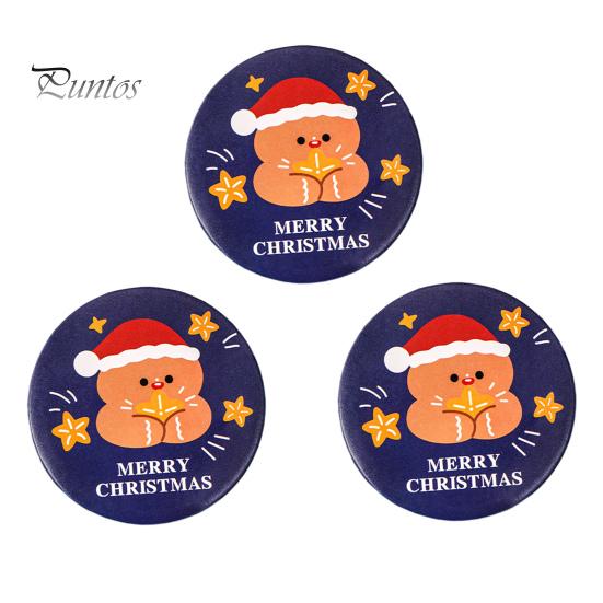 

3 шт. портативное зеркало с мультяшным рождественским дизайном, яркий цвет, легко носить с собой, мини-зеркало для макияжа для студентов C