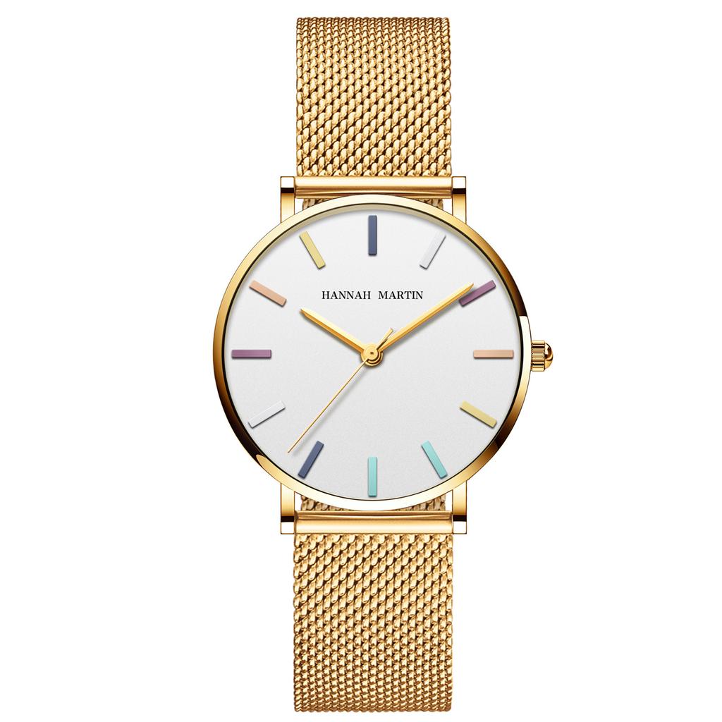 New Rainbow Nail Three-hand Watch for Women Waterproof Business Casual Quartz Watch Japanese Movement Temperament Women's Watch