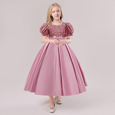 New Girls' Medium/Large Princess Puff Sleeve Sequin Satin Tutu Dress