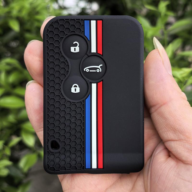 

For Renault Kadjar Captur Clio Megane 2 3 4 Rs Koleos Logan Scenic Duster Card Accessories 3 Button Silicone Car Key Case Cover