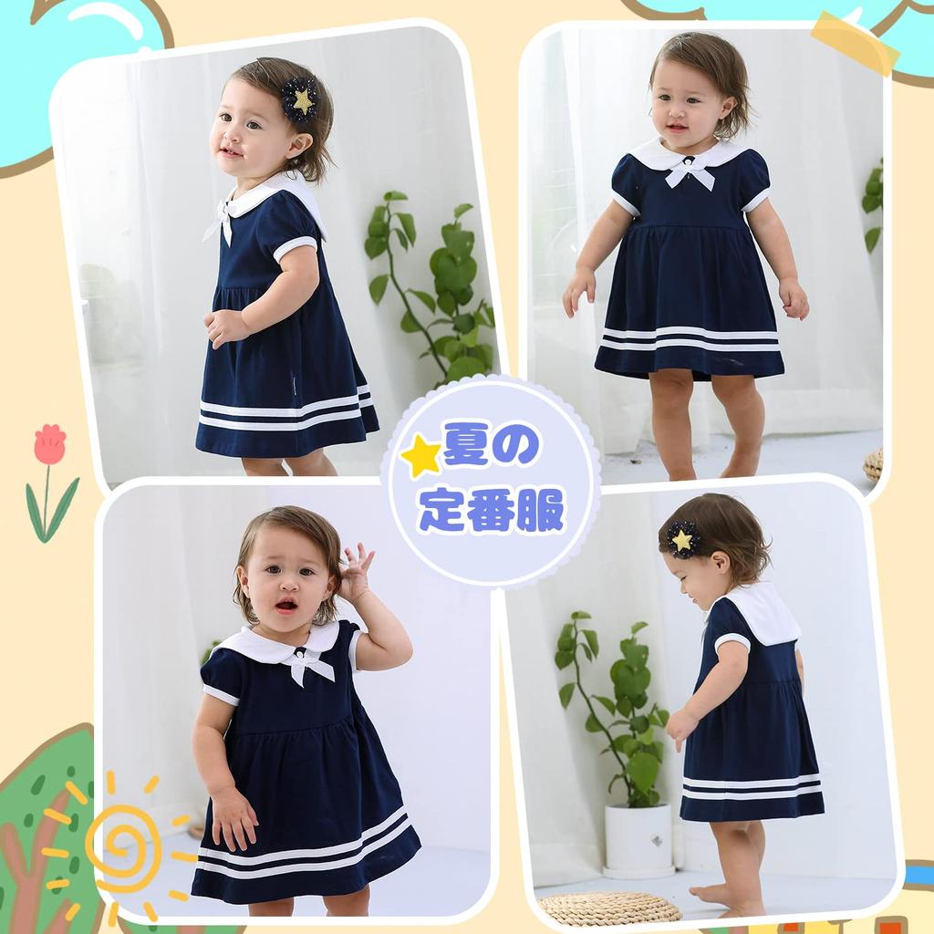 Baby Nest Summer Baby Short Sleeve Romper with Polka Dot Navy Ages Months Clothes, Skirt, Sailor-Style Design, 100% Cotton, Blue, 6-9