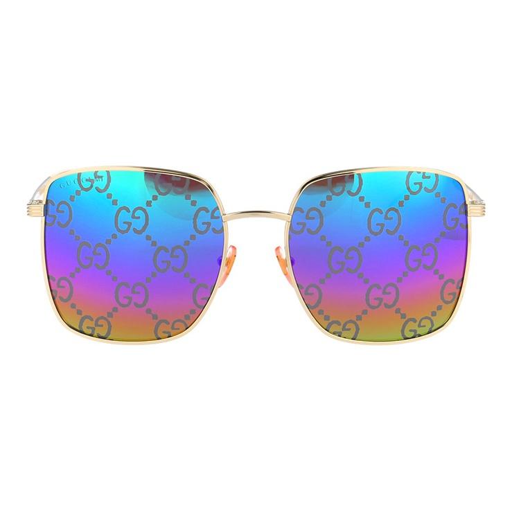 Gucci Metal Large Frame Laser Personality GG Print Sunglasses Square Unisex Sunglasses GG0802S-004