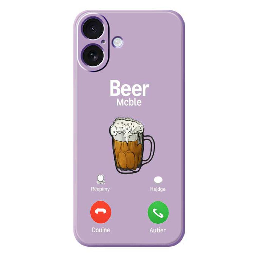 For iPhone 17 Case Beer Pattern Printing Straight Edge TPU Phone Back Cover