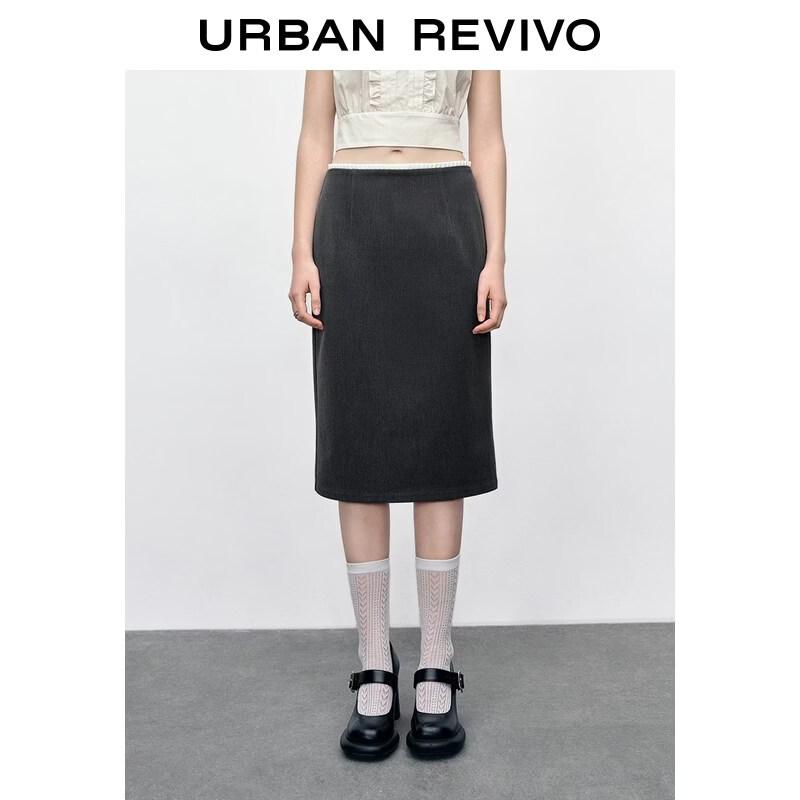 UR 2026 Women s Elegant Slit Midi Skirt XS