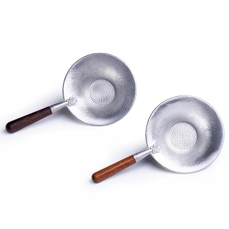 Pure Tin Tea Funnel Solid Wood Handle Tea Strainer Pitcher Filter Kung Fu Tea Set Tea Accessories Strainer Tea Filter Diffuser