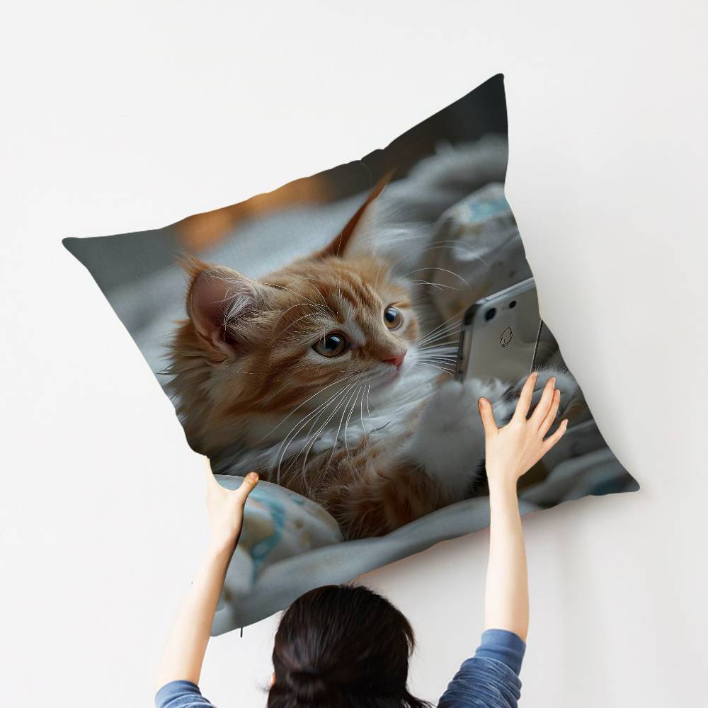 Cat Cute Kitten Stitch Lucky Dragon pillow cover sofa cushion cover home room decoration children gift