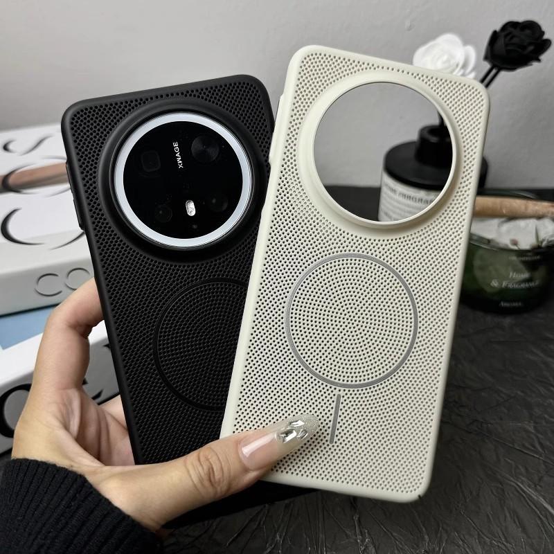 Applicable to Huawei Mate70Pro breathable heat dissipation honeycomb hole magnetic mobile phone case Pura70 all-inclusive PC protective case