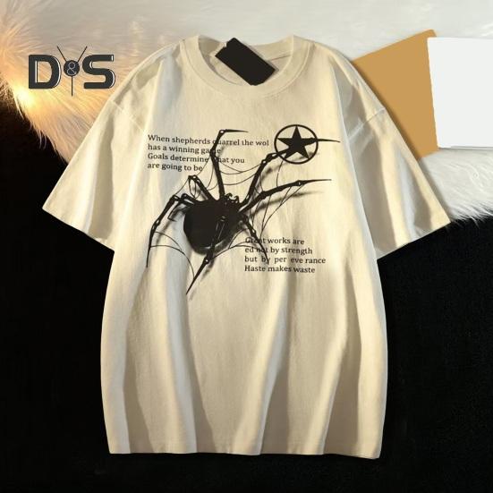 

Мужская летняя футболка с 3D принтом паука, круглым вырезом, свободный хлопковый пуловер с короткими рукавами, повседневный повседневный топ средней длины M белый