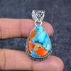 Natural Spiny Oyster Gemstone 925 Sterling Silver Jewelry Pendant 2.01" ET-4793