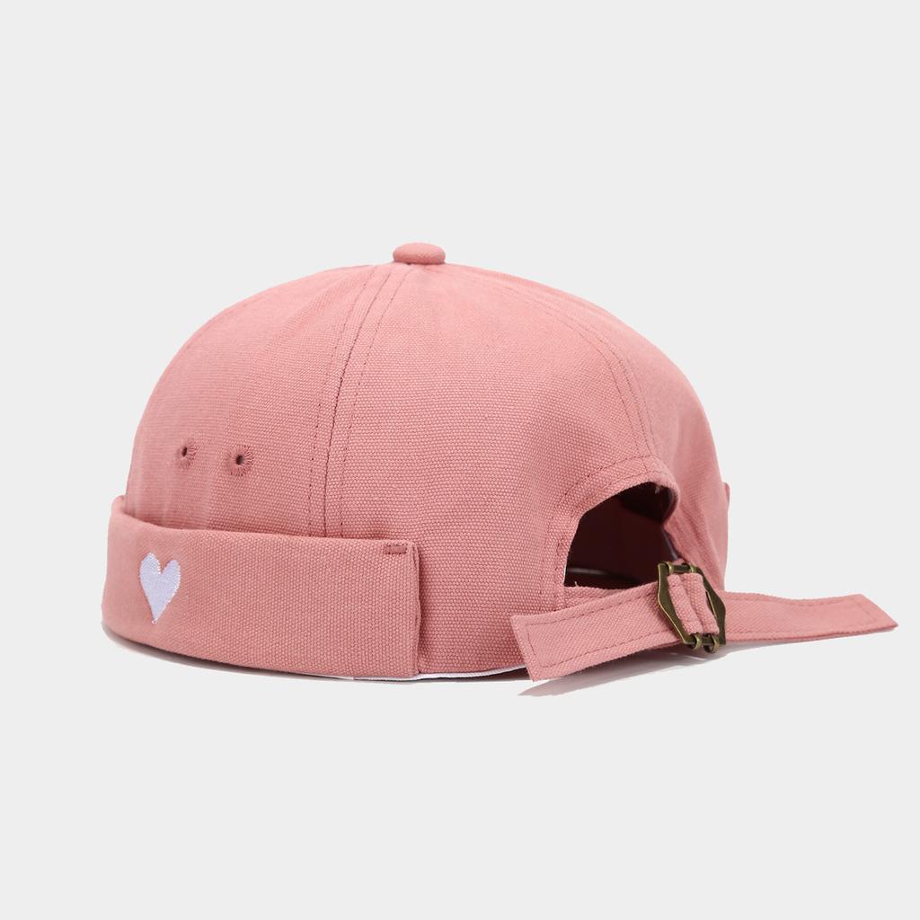 Unisex Heart Embroidered Docker Hat Brimless Skullcap for Women Daily Street Wear