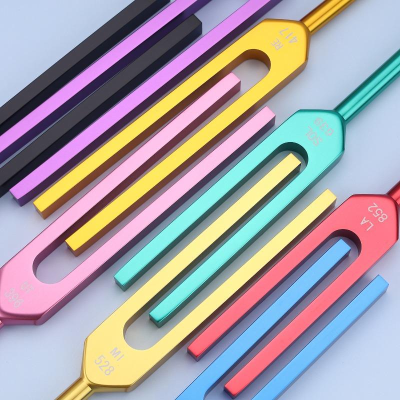 Colorful Tuning Fork Set 174-963 Tuning Forks 9-piece Sets Aluminum Alloy Sound Healing Schumann Resonance Percussion Instrument