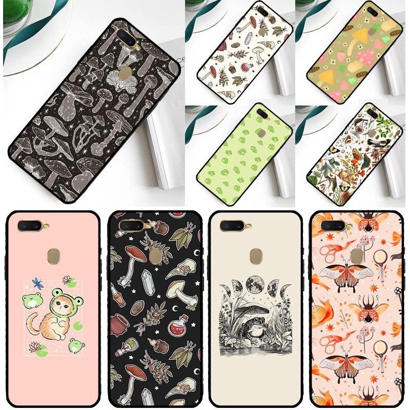 Cottagecore Frog Mushroom Moon Case For Oppo A17 A15 A40 A60 A80 A16 A76 A96 A18 A38 A58 A78 A98 A91 A57 A74 A94 A54S Cover
