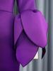 AOMEI Vestidos de fiesta ajustados para mujer, vestido morado con cuello redondo, mangas largas con volantes, vestidos africanos para ocasiones de celebración de noche