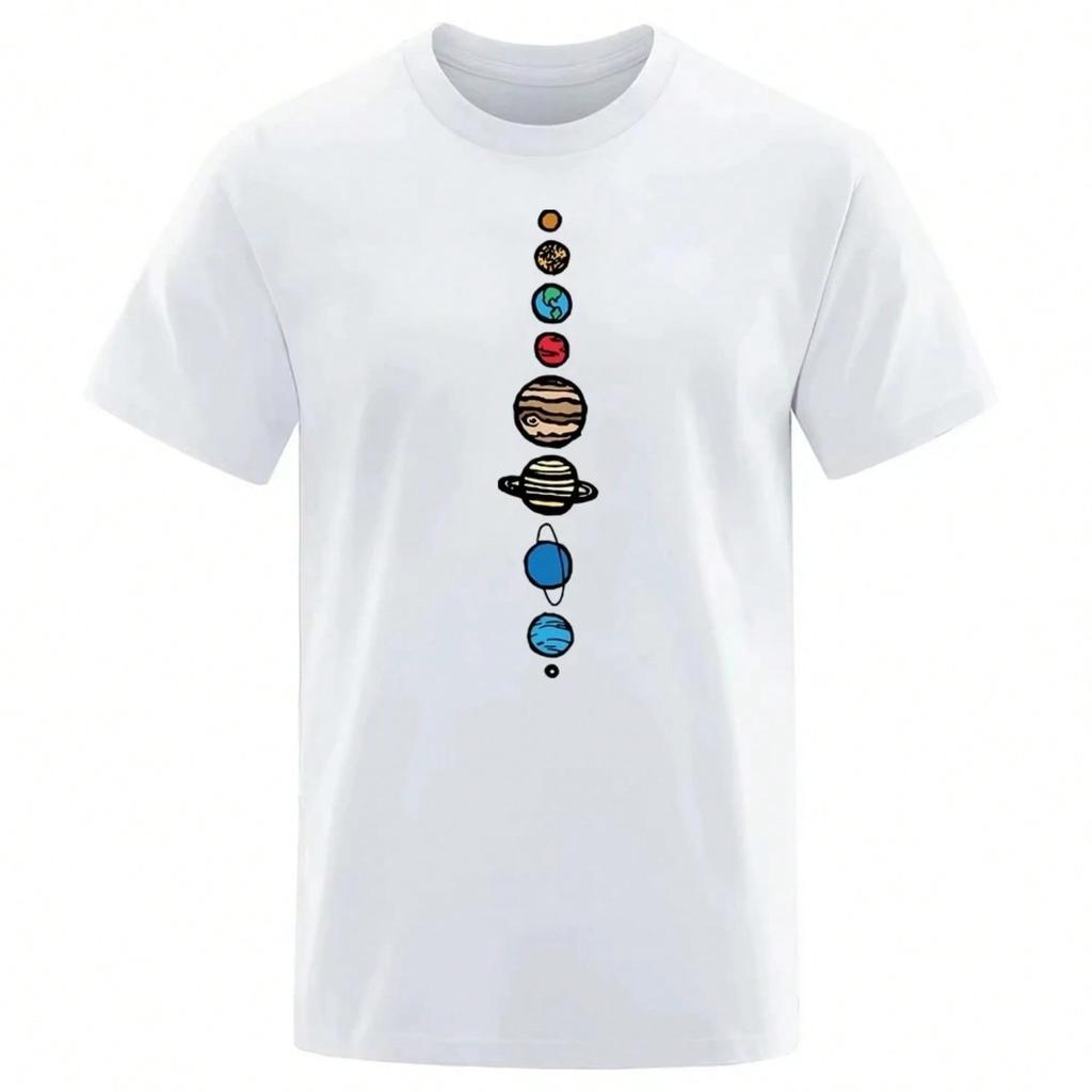 T-shirt Unisex Estate 2025 Nove Pianeti Universo Sistema Solare Unisex Manica Corta Larga Oversize Girocollo Cotone T-shirt Street