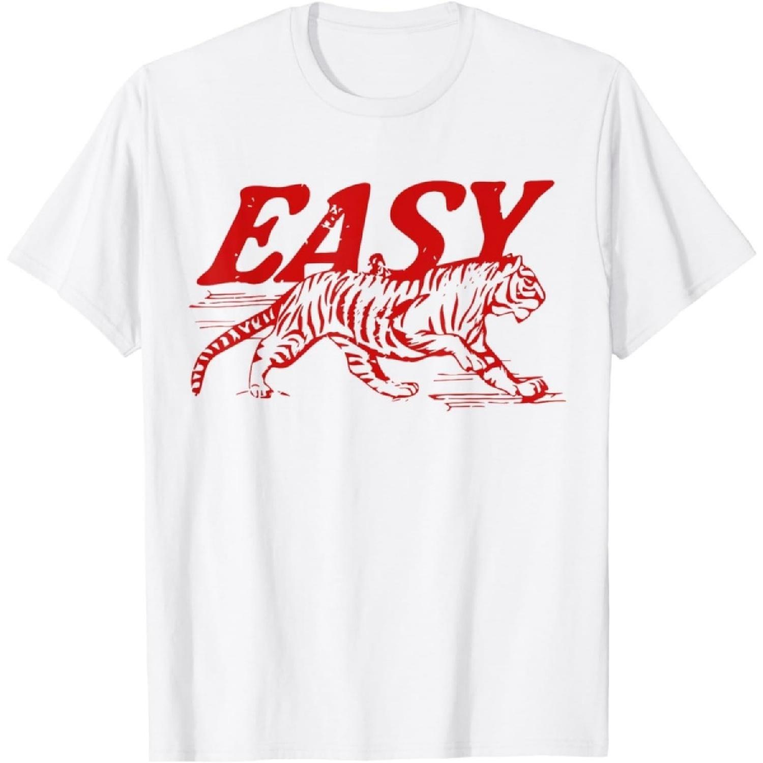 

YYUUYUU Easy Tiger Distressed Graphic Men Women T-Shirt XXXXXL білий