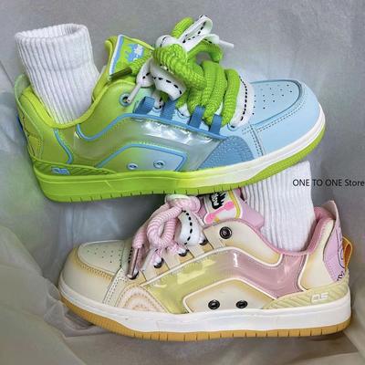 Baskets à plateforme pour femmes Design couleurs mélangées Décoration étoile skateboard Lacets Chaussures de sport Décontractées Extérieur Baskets de course 36-44