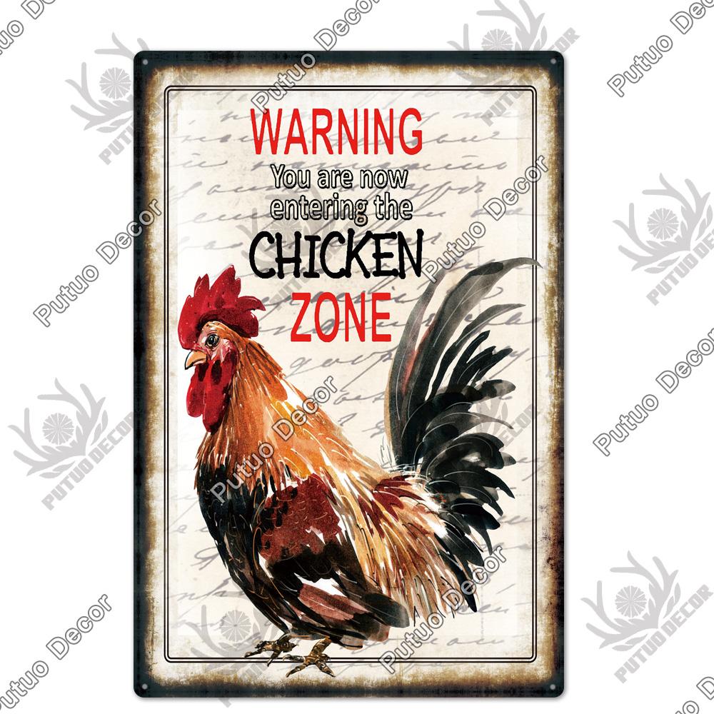 Putuo Decor Huhn Blechschild Vintage Metallschild Plakette Metall Vintage Bauernhaus Wanddeko Hahn Retro Metallschilder
