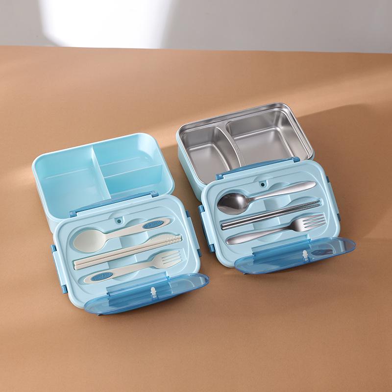 304 Stainless Steel Insulated Bento Box with Divider, Portable and Leak-Proof, Customizable Logo.