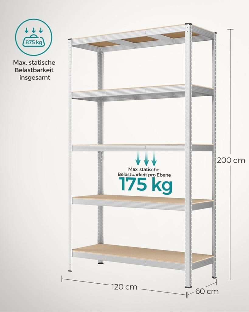 Étagère à 5 niveaux, étagère de rangement en acier, mo