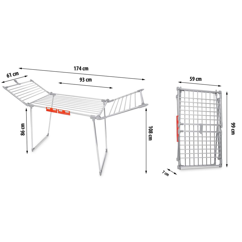 Debora Extendable Standing Laundry Dryer, Stainless Steel, 19 M