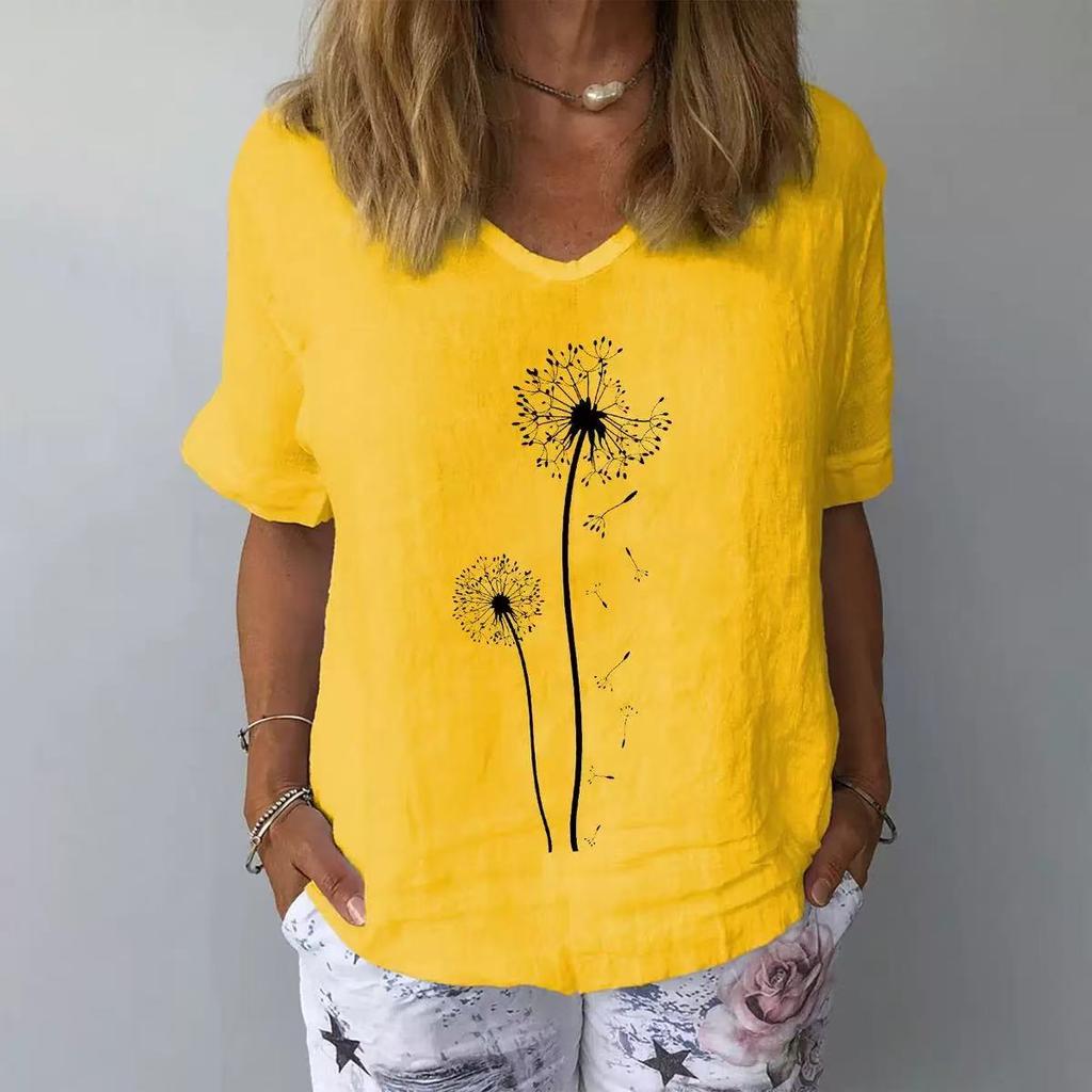 GMXIA Damenmode, lässig, Sommer, kurzärmelig, O-Ausschnitt, Blusen und Hemden