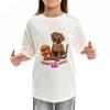 Kids' Cute Puppy Print Cotton Round Neck Trendy Breathable Short Sleeve Top
