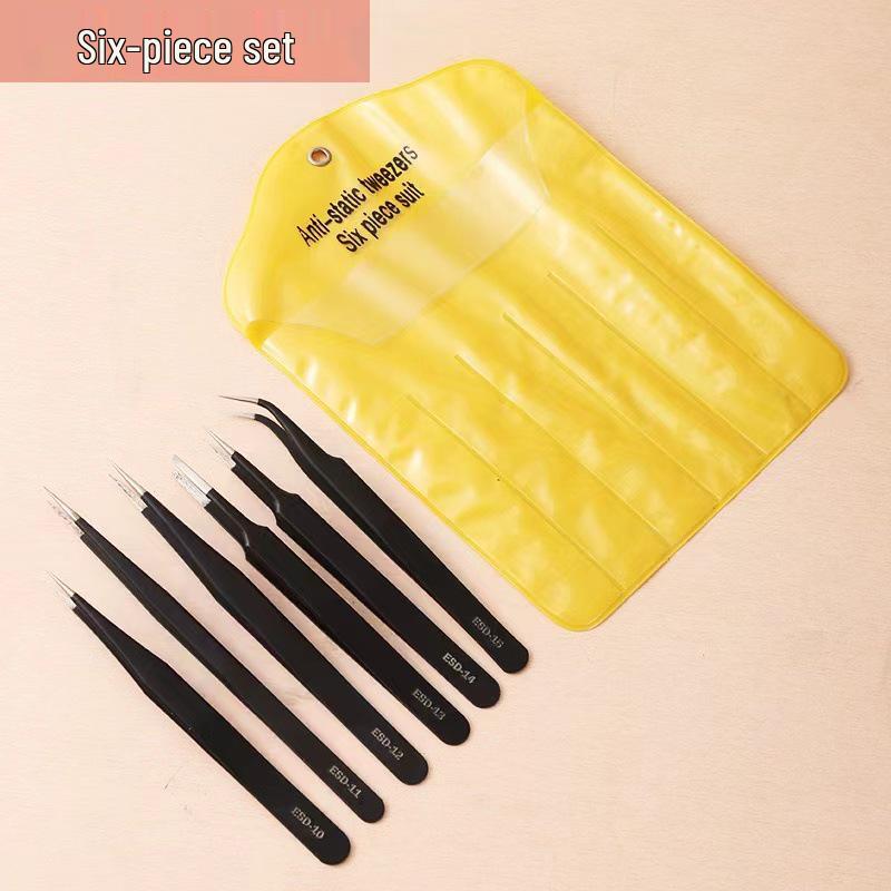 Black Stainless Steel Antistatic Precision Tweezers for Eyelash Extensions and Bird's Nest Plucking.