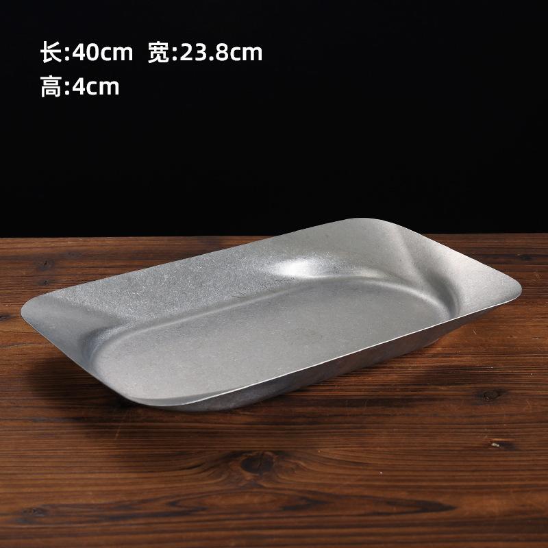 Vintage Stainless Steel Plates Dinnerware Korean Style Barbecue Household Hotel Restaurant Small Plate Sauce Dish Tray Tableware