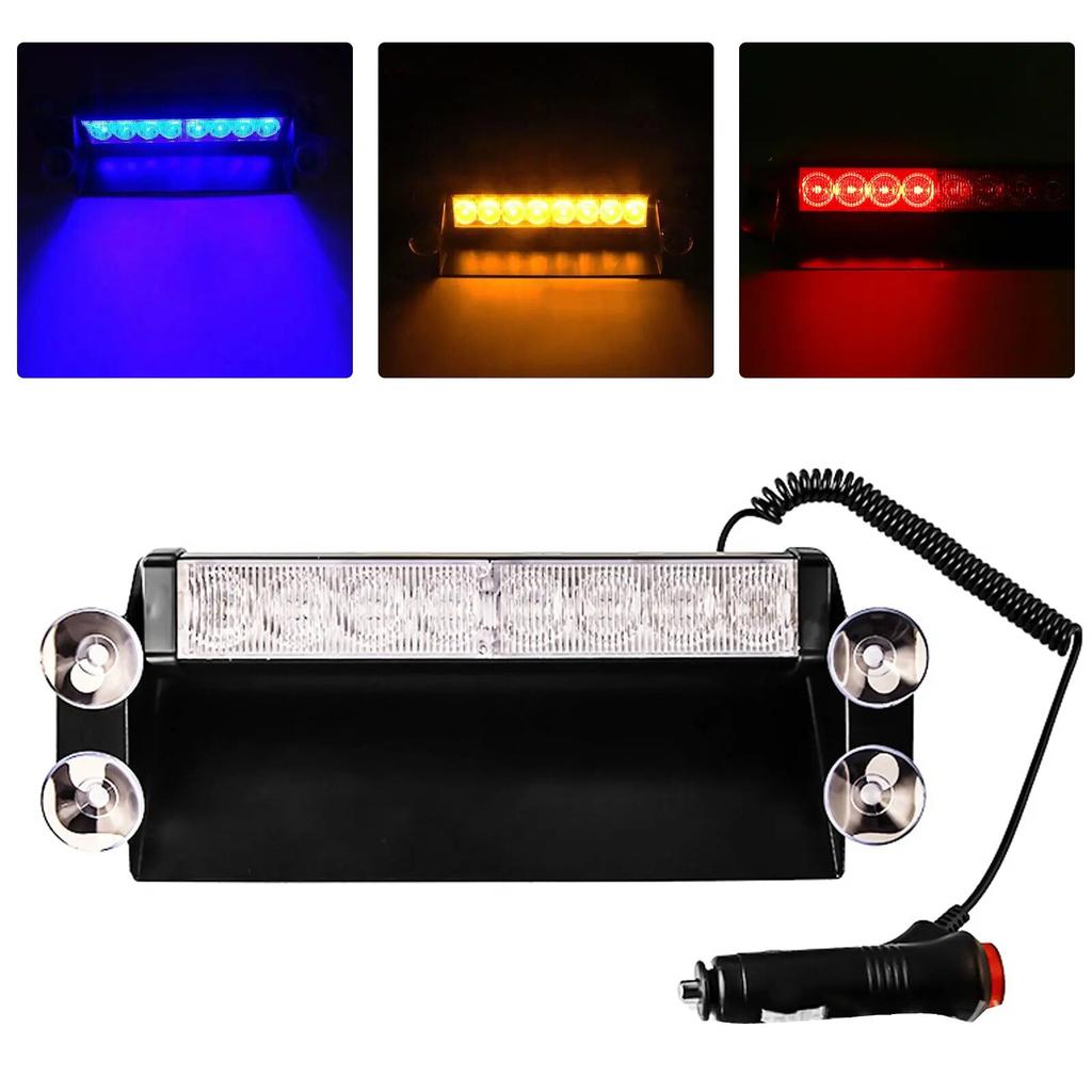 Car LED Strobe Light Police Lights Red/Blue Yellow/White Signal Lamps Flash Dash Emergency Flashing Windshield Warning Light 12V