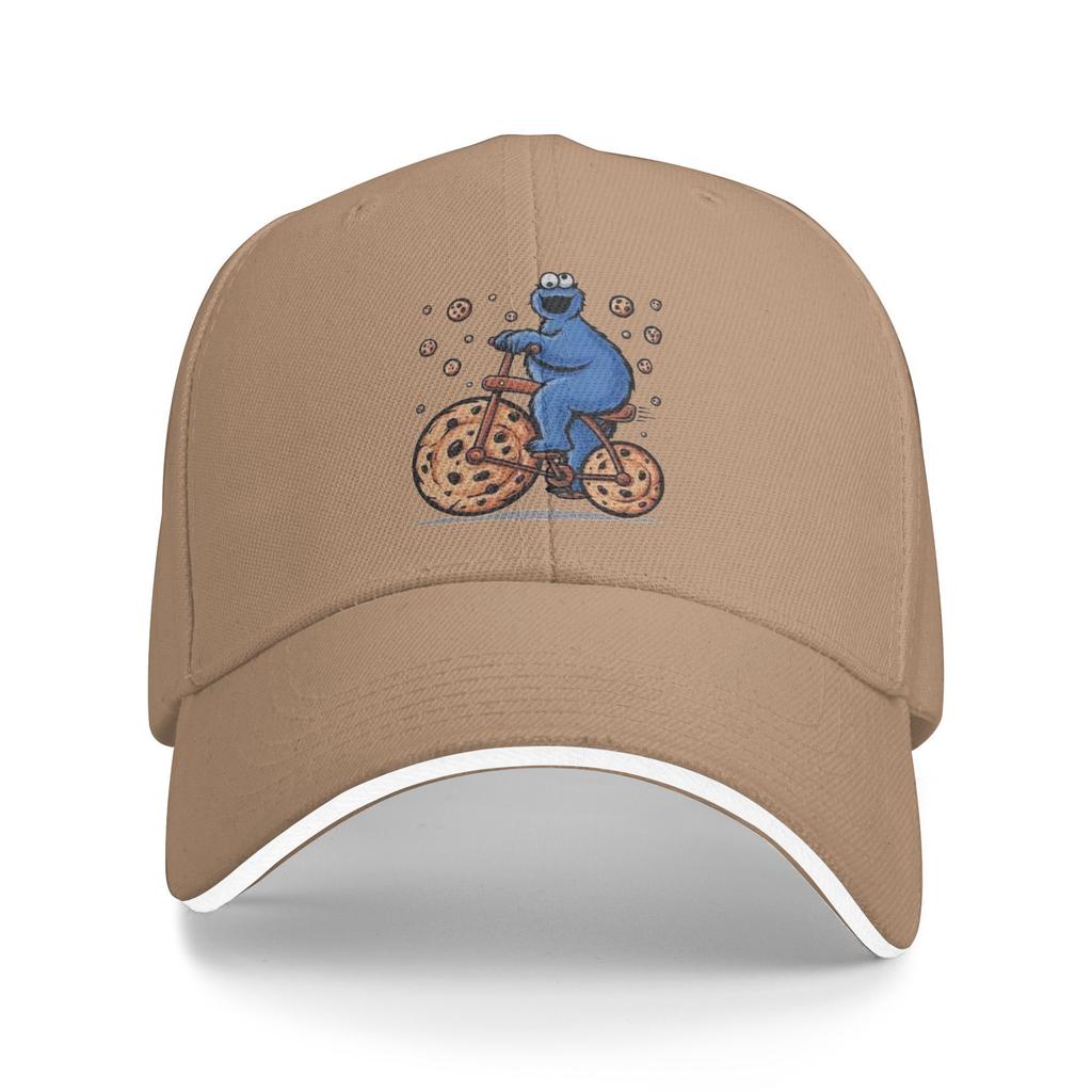 Cartoon Role Funny Cookie Monster Ride A Bike Beach Baseball Caps Mens Printing Trucker Cap For Women Sport Sun Hat