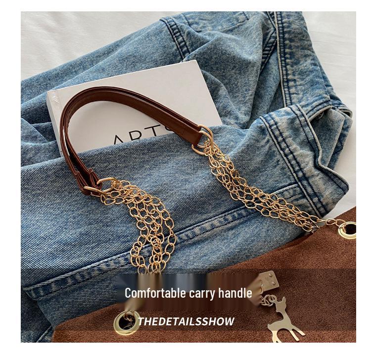 Geantă de umăr cu lanț mat retro 2024 - Geantă tote de iarnă pentru femei