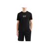 Emporio Armani EA7 Gold Logo Printed Plain Knit Crew Neck Short Sleeve T-Shirt Men Tops Black 7M000301-AF13739-UC001