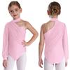 Kids Girls Ballet Jersey Dance Leotards Gymnastics Acrobatics Figure Skating Performance Costume Ruched Mesh Overlay Bodysuit