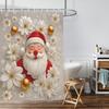 1pc Santa Claus Printed Waterproof Shower Curtain Bathe Partition Curtain with 12 Hooks for Privacy Protection Easy Installation