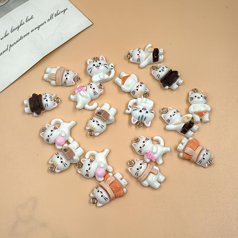 18 fun resin cat pendants, handmade animal pendants, used for jewelry accessories, earrings