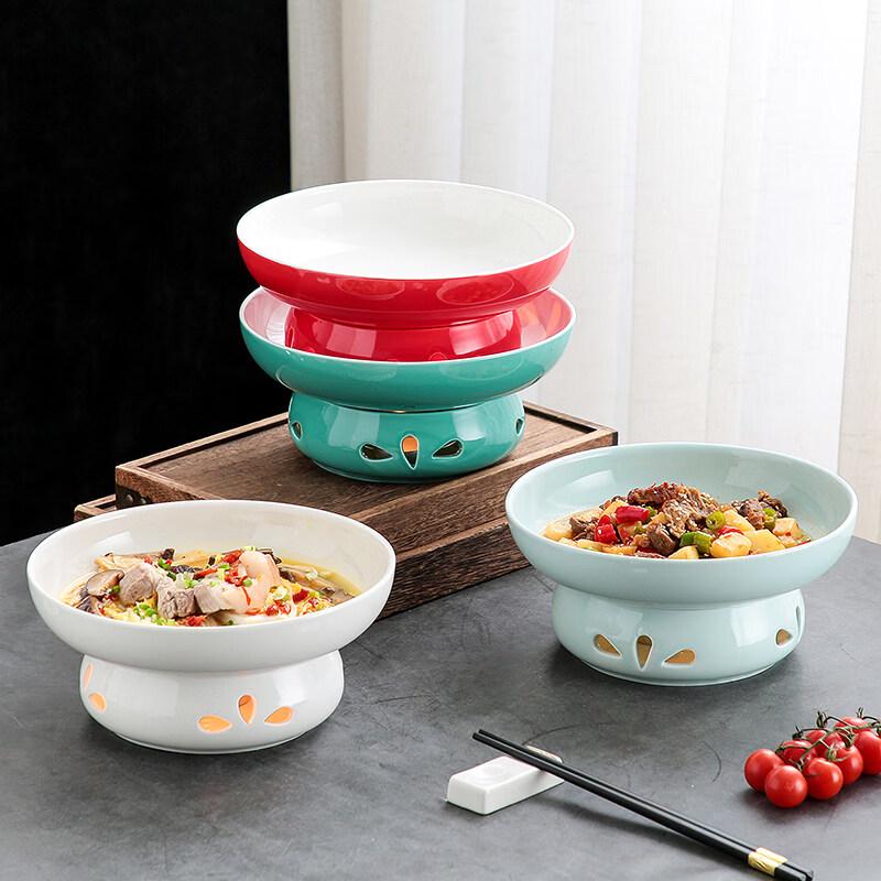 Commercial Ceramic Round Plate with Candle Warmer