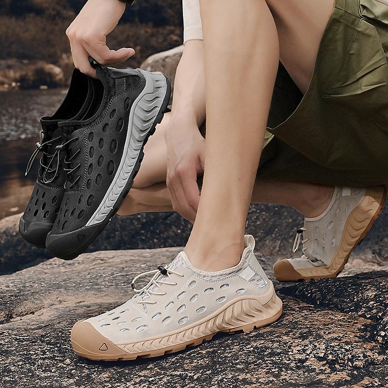 38-46 Summer Men's Large Handcrafted Mesh Breathable Hole Shoes Outdoor Casual Running Shoes Hiking Shoes