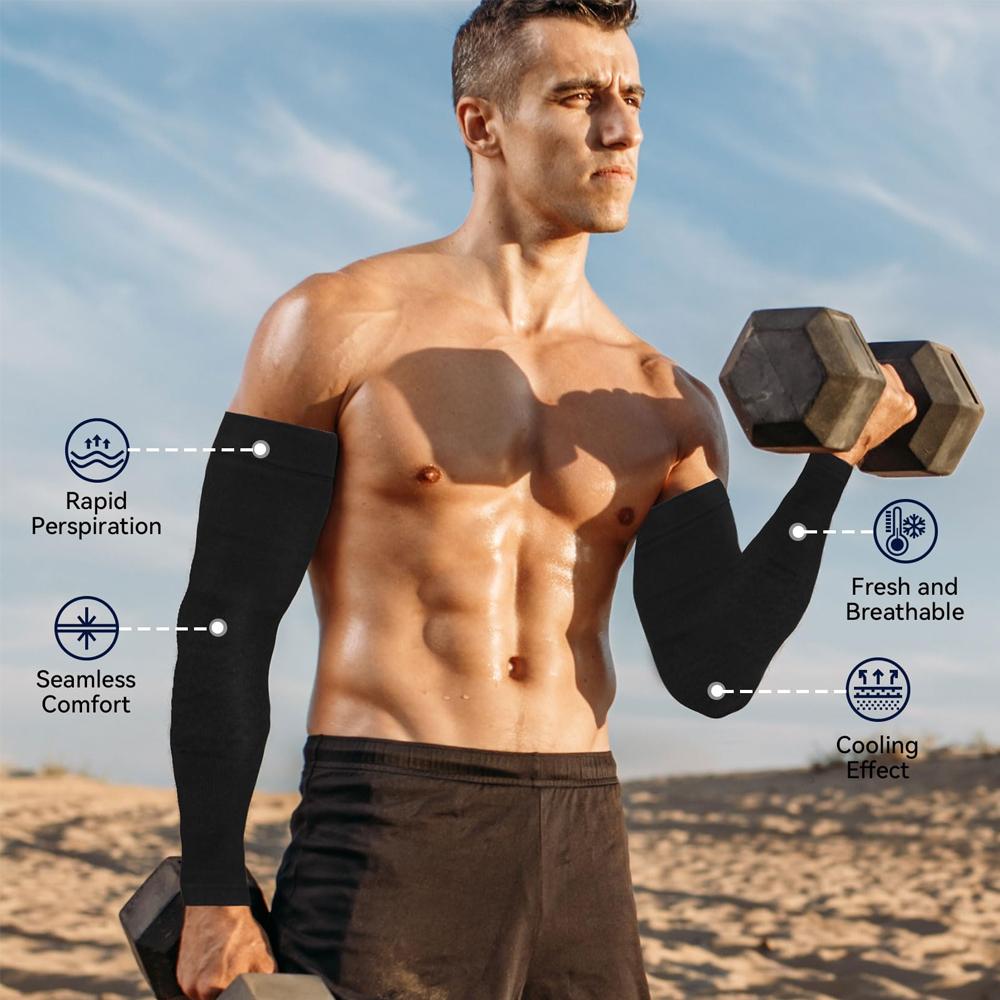 1 Pair Lymphedema Compression Arm Sleeve, 20-30 Mmhg Full Arm Support, Graduated Compression Arm Brace For Swelling, Arthritis