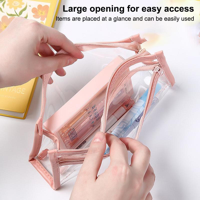 Transparent Pencil Case Large Capacity Simple Pen Bag Waterproof Cosmetic Bag School Study Stationery Office Supplies Makeup Bag