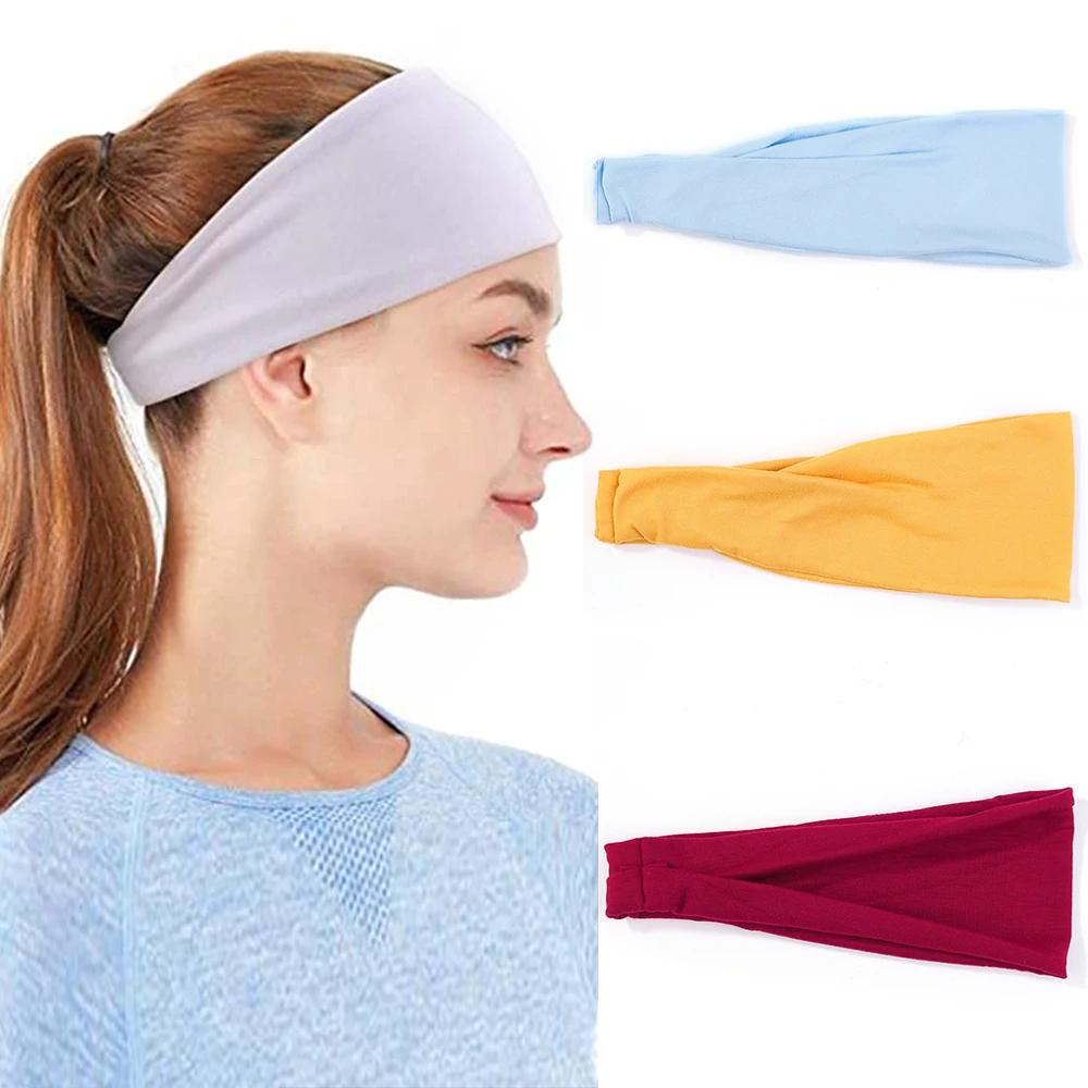 3Pcs/Lot Casual Solid Color Yoga Headband for Women Super Elasticity Man's Sports Fitness Anti Sweat Headscarf Hairband Set