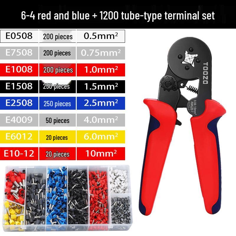 Electrician's Tube and Pin Terminal Crimping Pliers with Cold-Pressed Wire Functionality